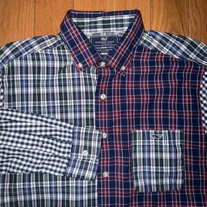 Vineyard Vines Men’s Patchwork Plaid Button Down Size M Slim Fit Tucker